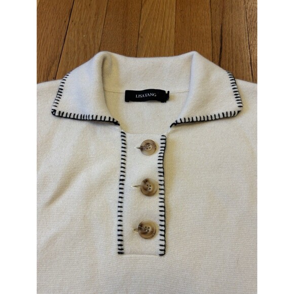 Lisa Yang Ivan Whipstitched 100% Cashmere Mini Polo Dress Button Collar Size 1 S - Picture 3 of 6